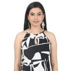 Black & White Abstract Print Maternity Maxi Dres