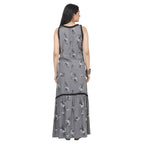 Grey Floral Printed Tiered Maternity Maxi Dress