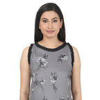 Grey Floral Printed Tiered Maternity Maxi Dress