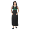 Ankle Length : Key Hole Black Dress with Green Lace