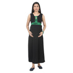 Green A-Line Maternity Maxi Dress with Keyhole Neckline