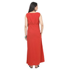 Coral Red Floral-Panel Maternity Maxi Dress