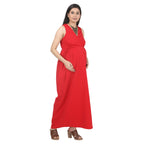 Red Wrap Maternity Maxi Dress