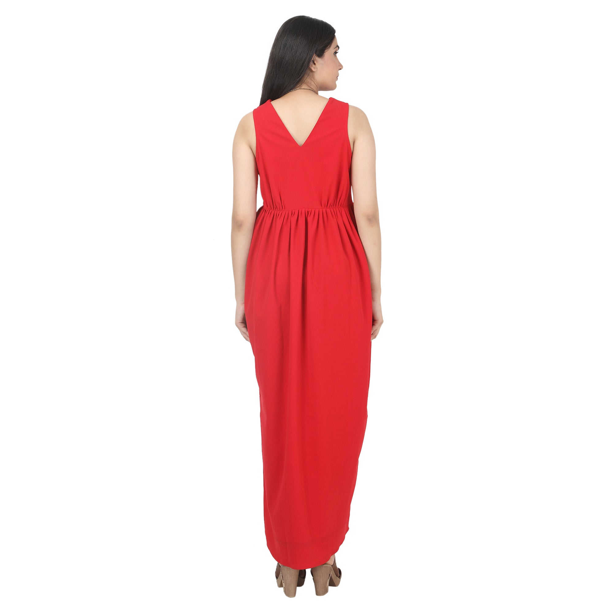 Red Wrap Maternity Maxi Dress