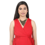 Red Wrap Maternity Maxi Dress