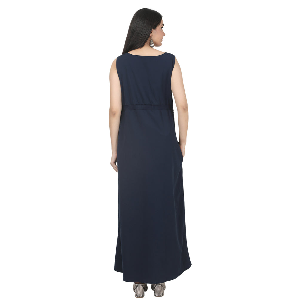 Navy Blue Embellished Maternity Maxi Dress
