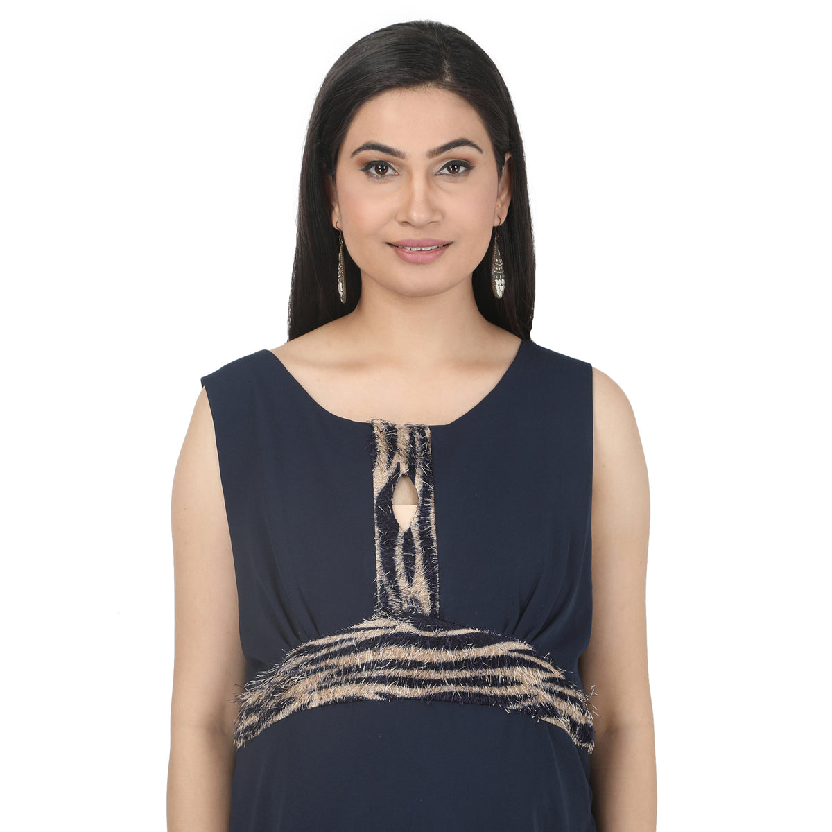 Navy Blue Embellished Maternity Maxi Dress
